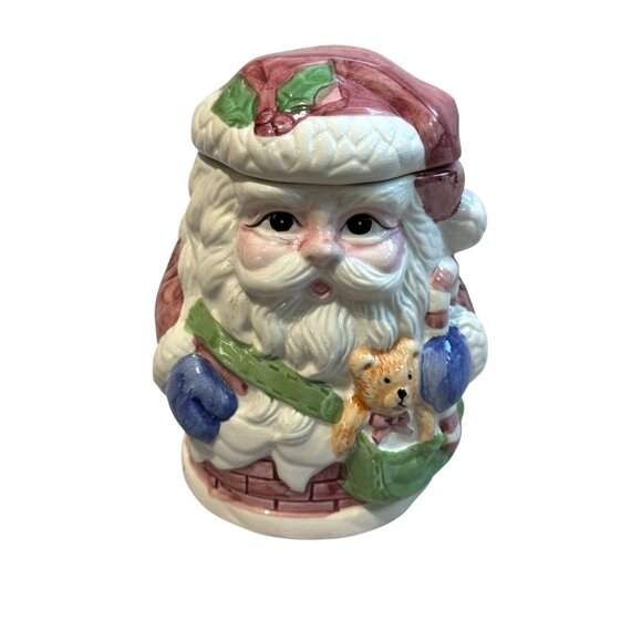 Vintage World Bazaars Christmas Santa Claus Ceramic Cookie Jar - Picture 2 of 14